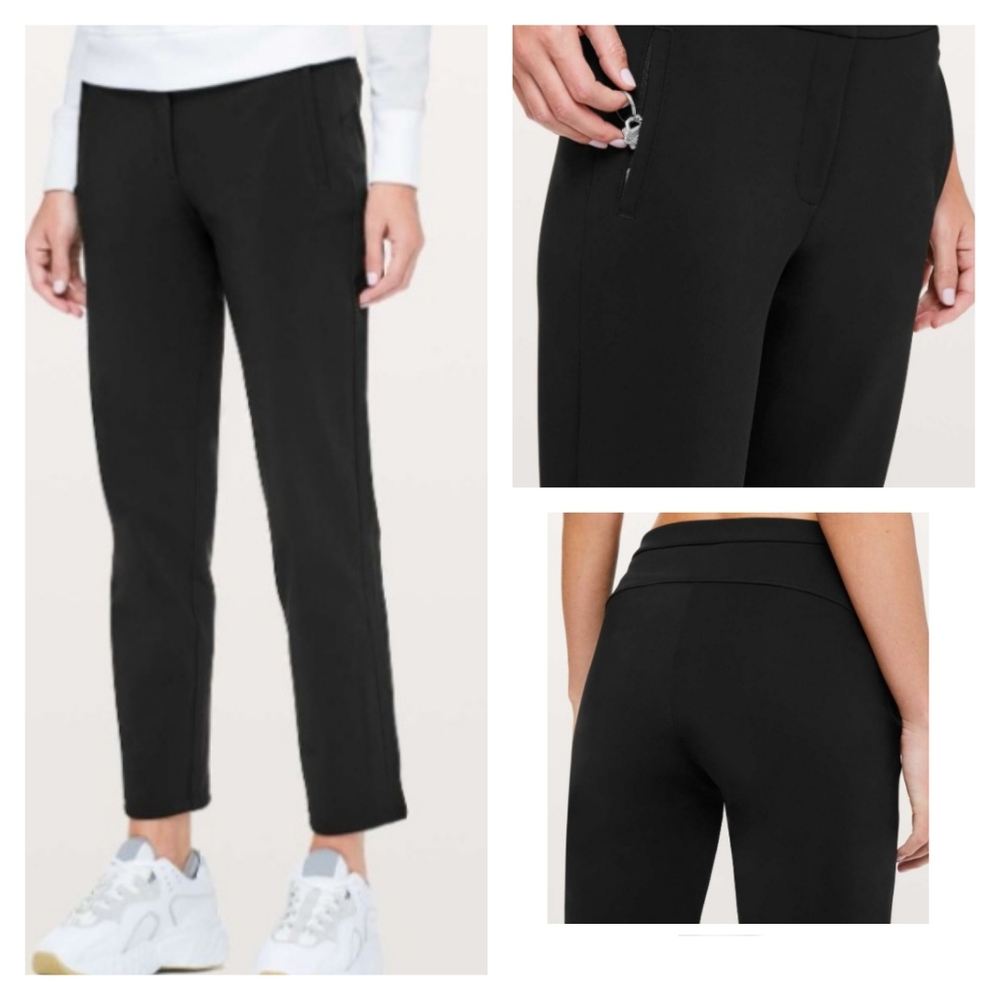 Lululemon On The Move Black Ankle Pant Size 10 Zip Pockets